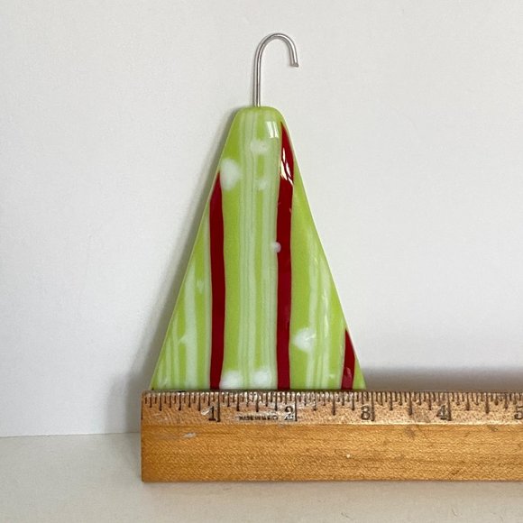 Christmas Tree Fused Glass Handmade Ornament 6in Tall with Hook - Picture 5 of 6